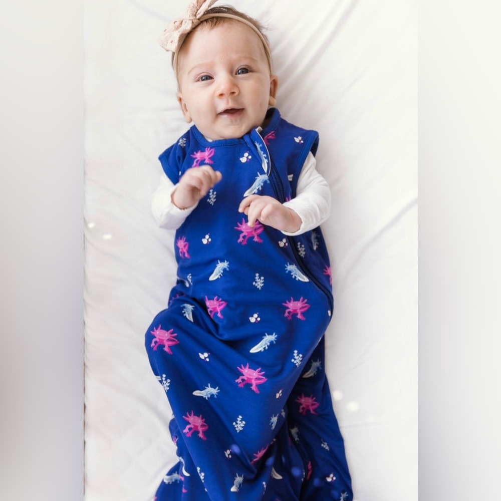 Kyte BABY Blue Sleep Sack with Pink & White Sea Creature Print